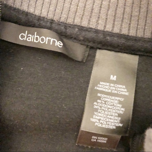 Claiborne Men’s Black Quarter Zip Pullover Sweater Size Medium - Picture 4 of 5